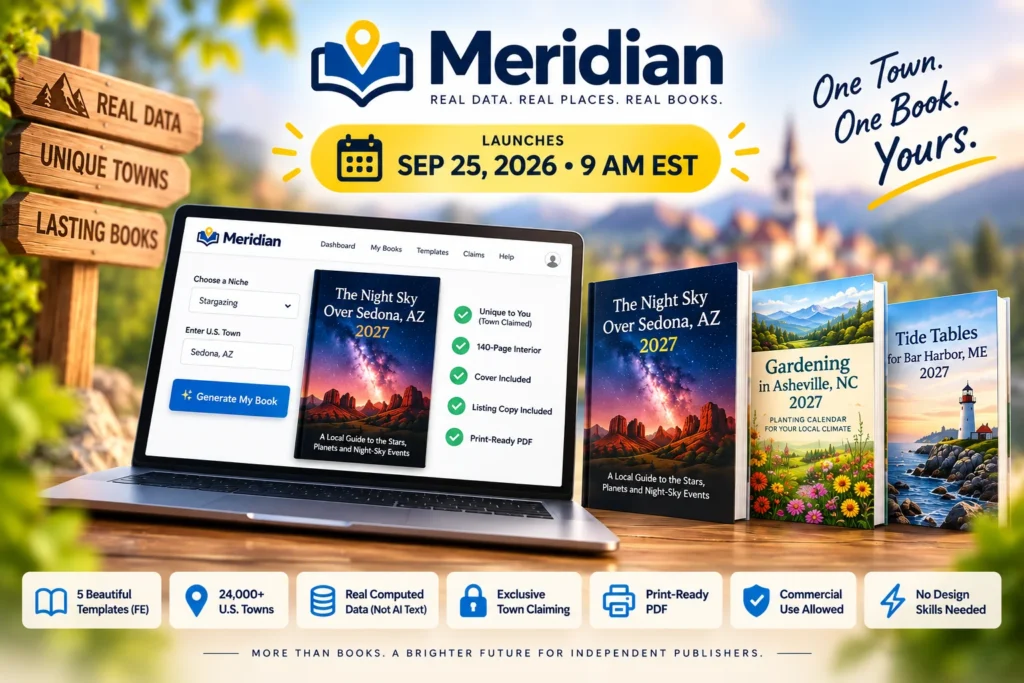 Meridian Book Generation Interface Screenshot of Meridian software interface showing book generation process
