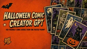 Halloween Comic Creator GPT Product Image Halloween Comic Creator GPT product image featuring comic panels.