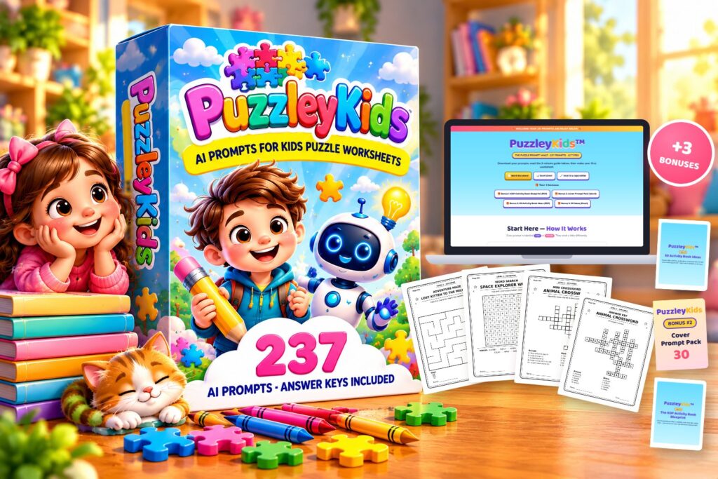 Puzzley Kids Prompts Review — official PuzzleyKids digital bundle mockup